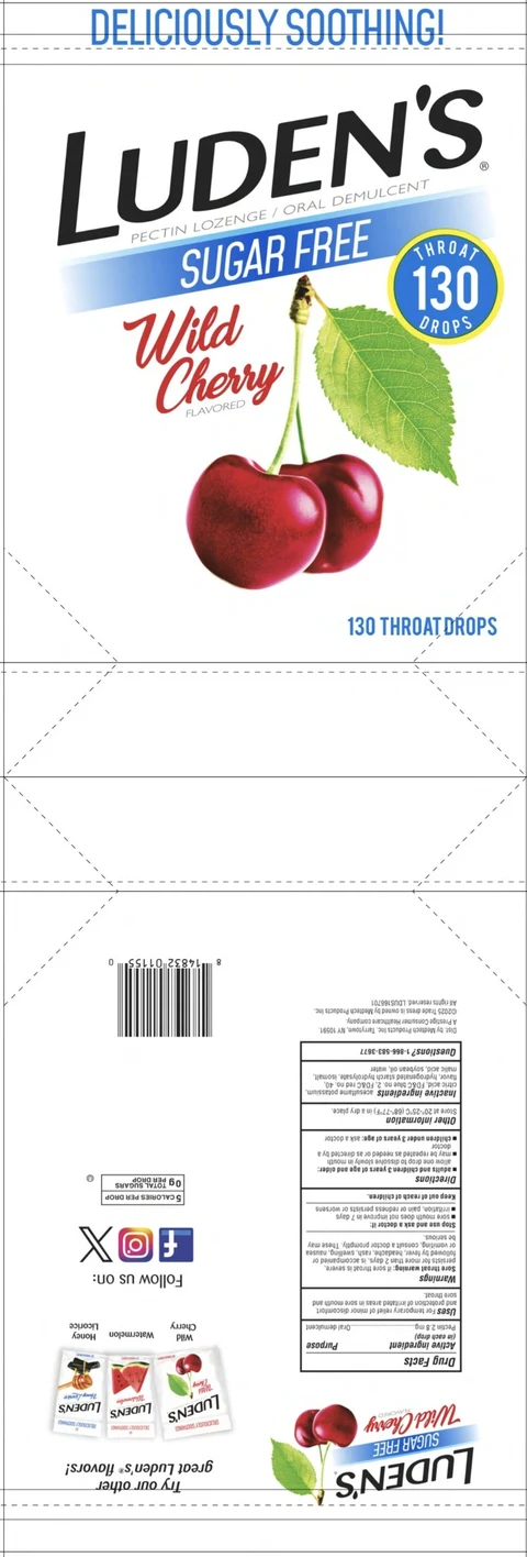 Ludens Sugar Free Wild Cherry 130ct