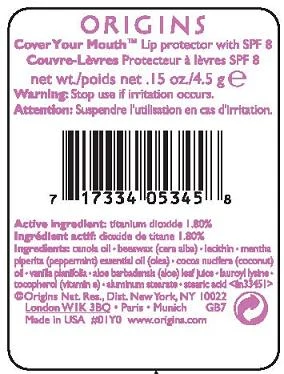COVER YOUR MOUTHSPF 8 LIP PROTECTOR packaging