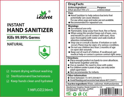 INSTANT HAND SANITIZER 포장