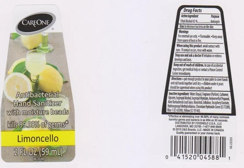 CAREONEAntibacterial Sanitizer Limoncello packaging