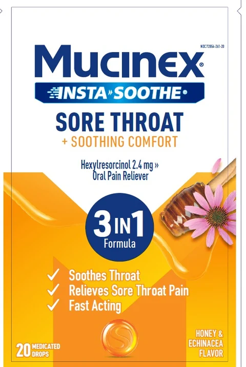 MUCINEX INSTASOOTHESORE THROAT PLUS SOOTHING COMFORT packaging