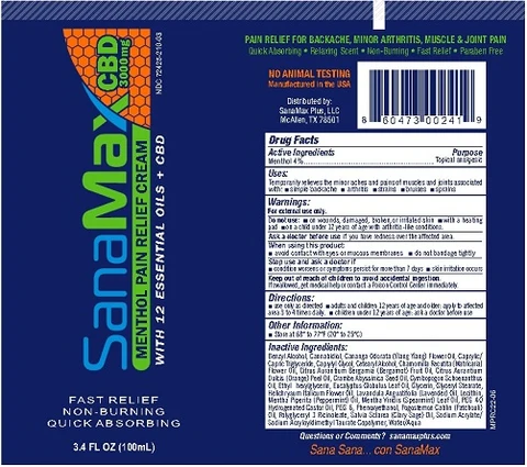 SanaMax Menthol Pain Relief CreamCBD 포장
