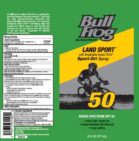 BullFrog SPF50 Land Sport C-Spray packaging
