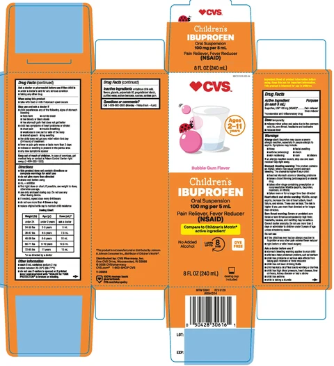 Childrens Ibuprofen Bubblegum Dye Free packaging