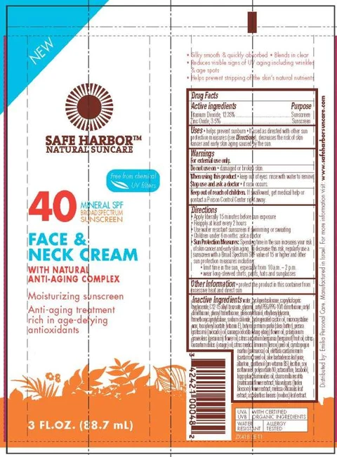 Safe Harbor - Natural Sunscreen Face and Neck Cream Broad Spectrum SPF40 Sunscreen 포장