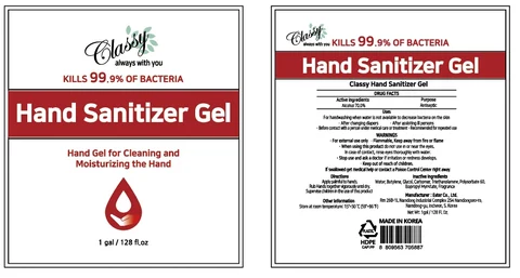 Classy Hand Sanitizer Gel packaging
