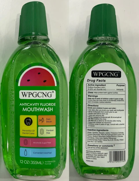 Wpgcng Antiacvity Fluoride Mouthwash packaging