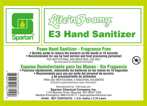 Lite nFoamy E3 Hand Sanitizer packaging