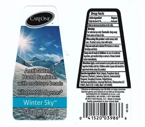 CAREONEANTIBACTERIAL HAND SANITIZER WINTER SKY packaging