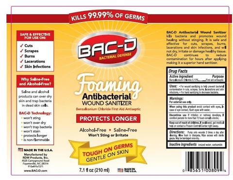 BAC-D Foaming Antibacterial Wound sanitizer 포장