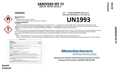 Sanitize 75 / Sanitize NT-75 / Sanitize NT-80 / Sanitize 80 포장