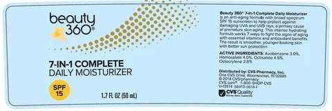 CVS Beauty 360 7-in-1 Complete Daily Moisturizer Anti-Aging Formula with Broad Spectrum SPF 15 Sunscreen packaging