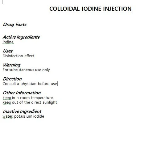 COLLOIDAL IODINEINJECTION packaging