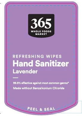 Lavender Hand Sanitizer Wipes packaging