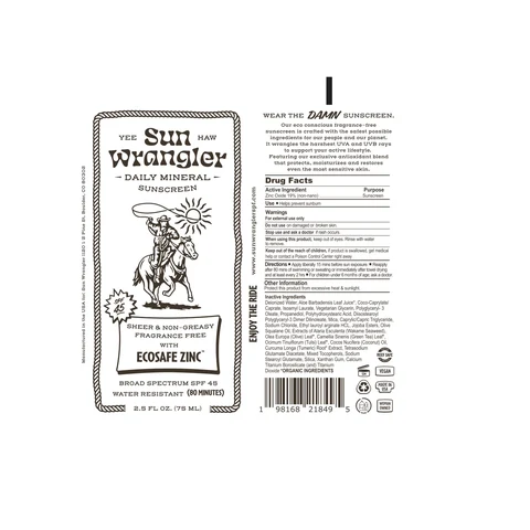 Sun Wrangler Daily Mineral Sunscreen SPF 45 포장