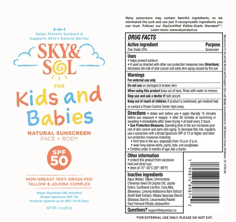 Sky and Sol Kids and Babies Sunscreen packaging