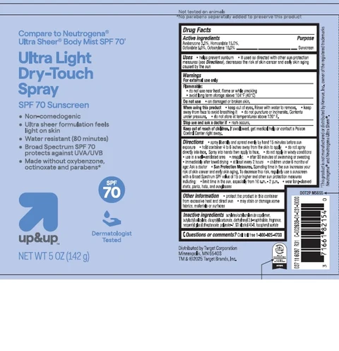 Target Up and Up Ultra Light Dry-Touch SPF 70 Sunscreen packaging