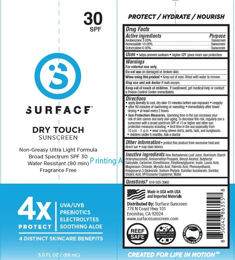 SURFACE SUN SPF30 DRY TOUCH Fragrance Free 포장