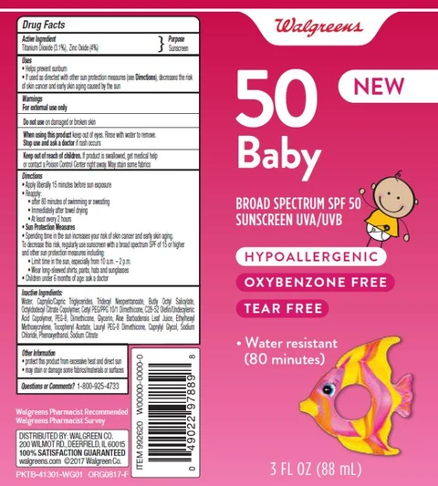 Walgreens Baby SPF50 packaging