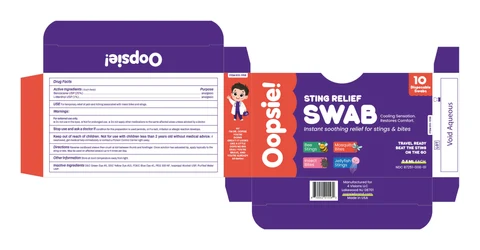 Sting Relief Swab packaging