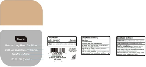 B-Pure Moisturizing Hand Sanitizer Spiced Marshmallow Latte Scented 포장