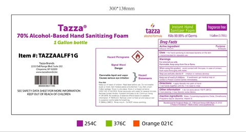 Tazza 70% Alcohol-Based Hand Sanitizing Foam packaging