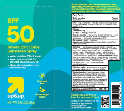 Target Up and Up SPF 50 Mineral Zinc Oxide Sunscreen packaging