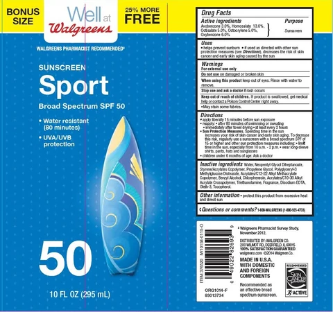 Walgreens Sport SPF 50 packaging