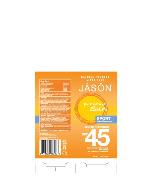 Jason Pure Natural Sun Sport Natural Sunscreen Broad Spectrum SPF45 packaging