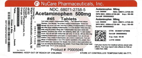 Acetaminophen 포장
