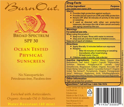 Burn Out SPF-30 Sunscreen packaging