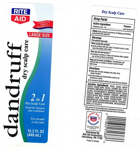 Rite Aid Dandruff2 in 1 Dry Scalp Care packaging