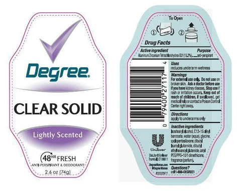 DegreeClear Solid Lightly Scented Antiperspirant and Deodorant 포장