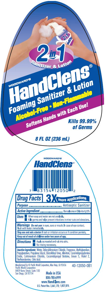 Woodwards HandClens Foaming Sanitizer packaging