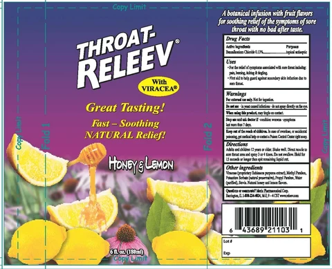 Throat-Releev (Honey and Lemon) packaging