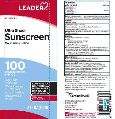 LeaderUltra Sheer SPF 100 Sunscreen packaging