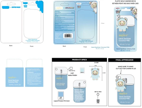 Surface x Cutie Pals Hand Sanitizer Coconut Milk 포장
