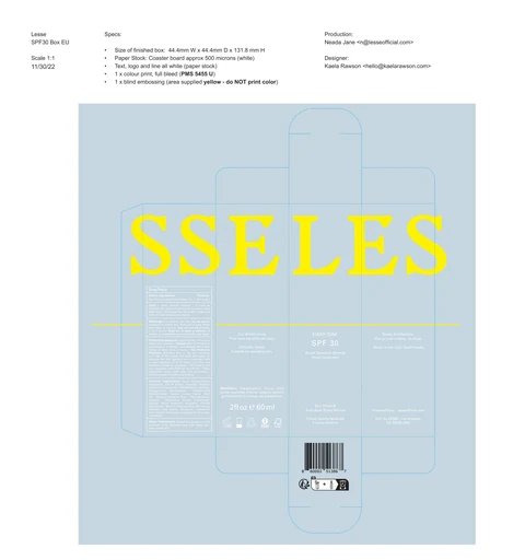 LESS EVERY TONE SPF 30 packaging