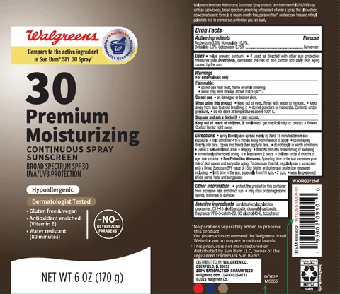 Walgreens SPF 30 Premium Moisturizing Continuous Sunscreen packaging