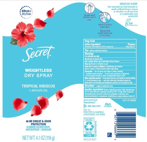 Secret Weightless Dry Tropical Hibiscus plus Argan Oil 포장