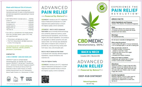 CBDMEDIC BACK AND NECK RELIEF packaging