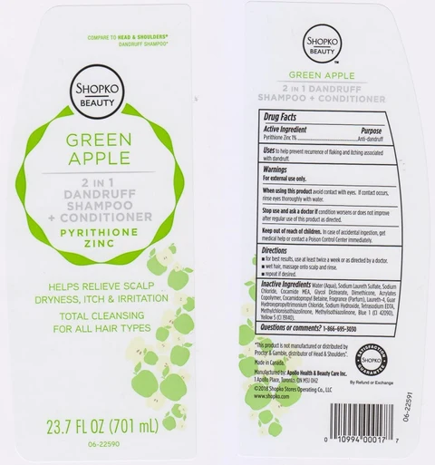 Shopko Beauty Green Apple 2 in 1 Dandruff 포장