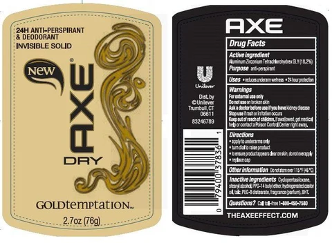 Axe Gold Temptation Antiperspirant Deodorant 포장