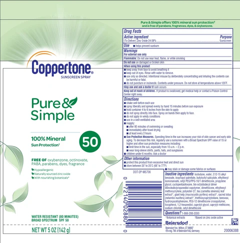 Coppertone Pure and Simple Sunscreen SPF 50 포장