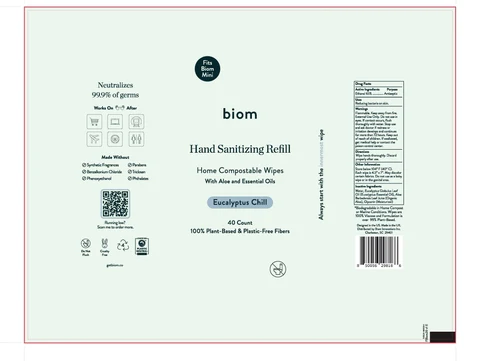 biom Sanitizing Alcohol Wipes - Eucalyptus Chill 포장