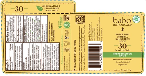 Babo Botanicals Sheer Zinc Mineral Sunscreen SPF 30 포장