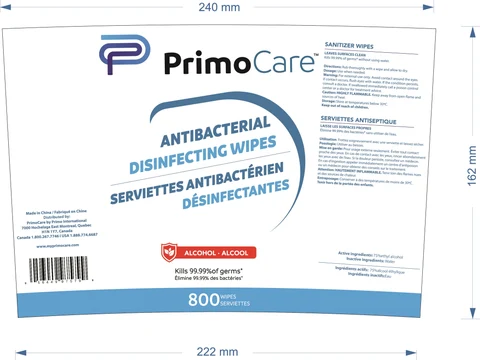Alcohol wipes (75% Alcohol) packaging