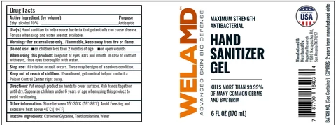 WELAMD Maximum Strength Antibacterial Hand Sanitizer packaging