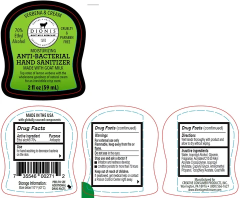 Anti-Bacterial Hand Sanitizer with Goat Milk Verbena and Cream 포장