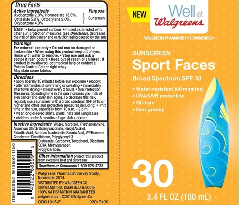 Walgreens Sport Faces SPF 30 packaging